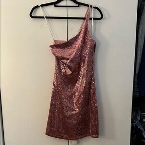 Lulu's Pink One Shoulder Dress